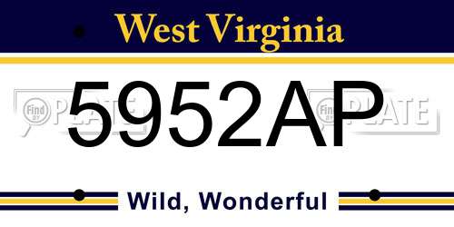 5952AP West Virginia License Plate
