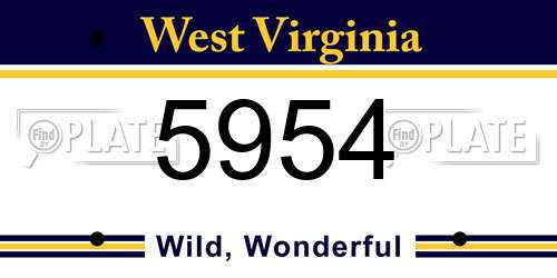5954 West Virginia License Plate