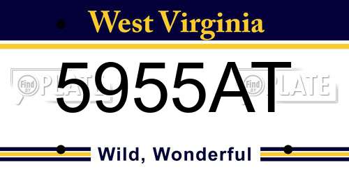 5955AT West Virginia License Plate