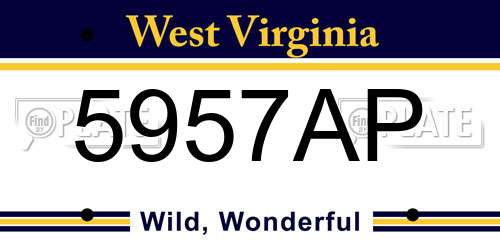 5957AP West Virginia License Plate