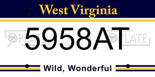 5958AT West Virginia License Plate