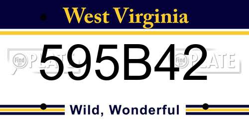 595B42 West Virginia License Plate