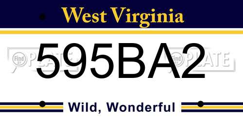 595BA2 West Virginia License Plate