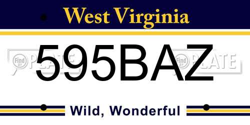 595BAZ West Virginia License Plate