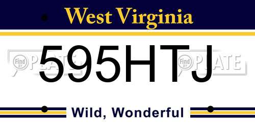 595HTJ West Virginia License Plate