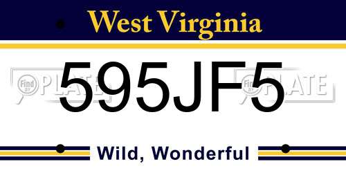 595JF5 West Virginia License Plate