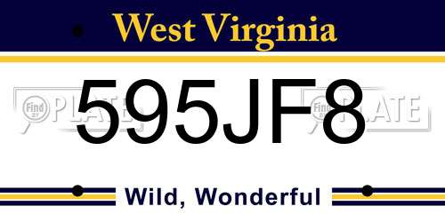 595JF8 West Virginia License Plate