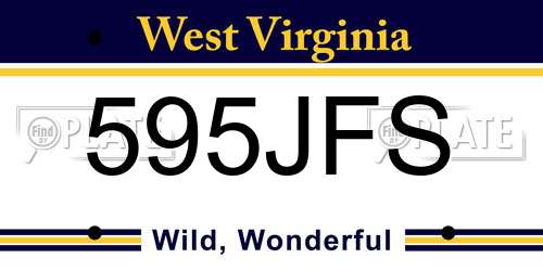 595JFS West Virginia License Plate