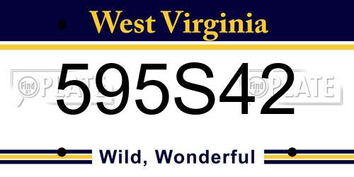 595S42 West Virginia License Plate