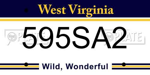 595SA2 West Virginia License Plate