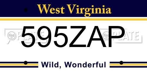 595ZAP West Virginia License Plate