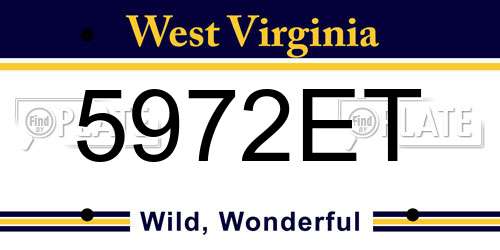 5972ET West Virginia License Plate