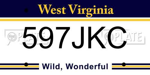 597JKC West Virginia License Plate