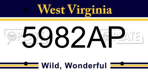 5982AP West Virginia License Plate