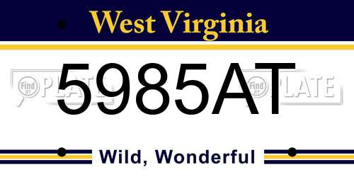 5985AT West Virginia License Plate