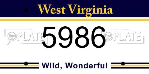 5986 West Virginia License Plate
