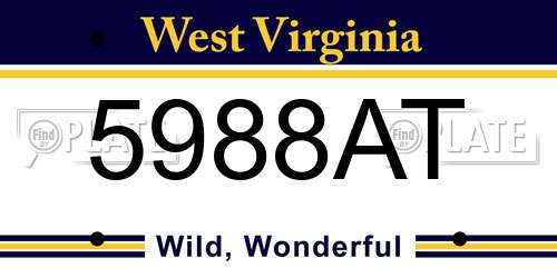 5988AT West Virginia License Plate