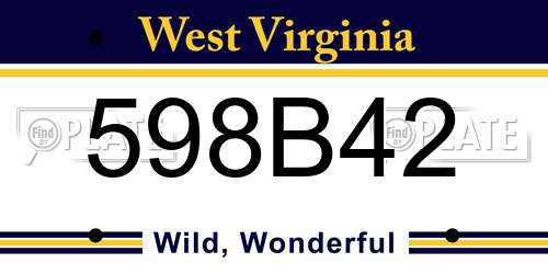598B42 West Virginia License Plate