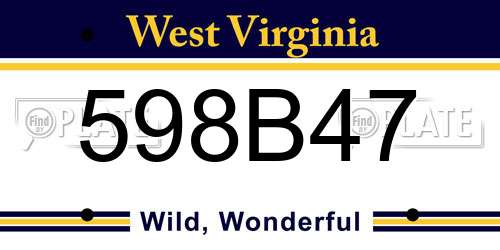 598B47 West Virginia License Plate