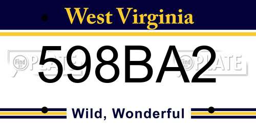 598BA2 West Virginia License Plate