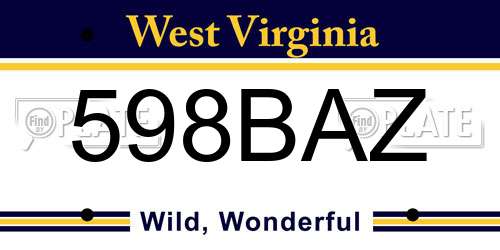 598BAZ West Virginia License Plate