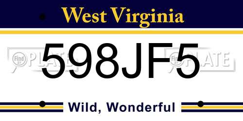 598JF5 West Virginia License Plate