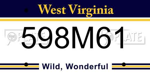 598M61 West Virginia License Plate