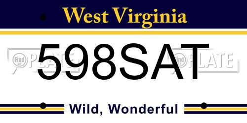 598SAT West Virginia License Plate