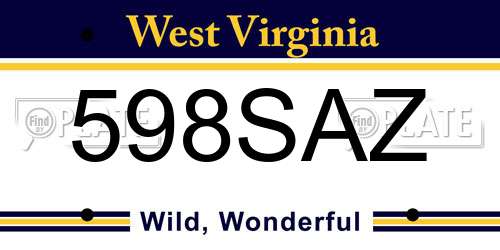 598SAZ West Virginia License Plate