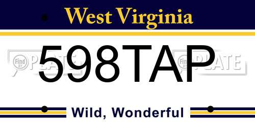 598TAP West Virginia License Plate