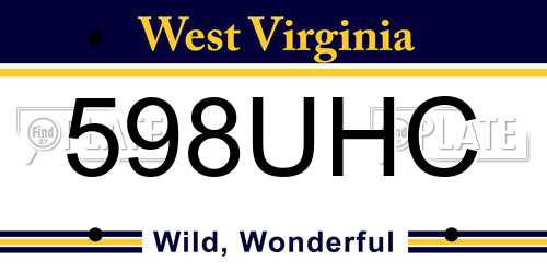 598UHC West Virginia License Plate