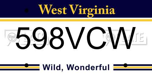 598VCW West Virginia License Plate