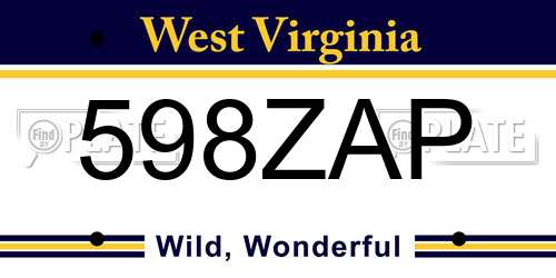 598ZAP West Virginia License Plate
