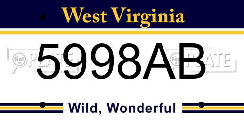 5998AB West Virginia License Plate