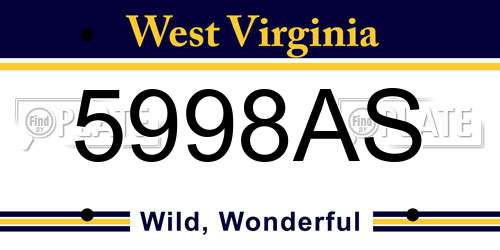 5998AS West Virginia License Plate