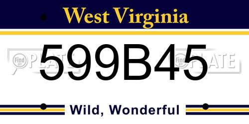 599B45 West Virginia License Plate