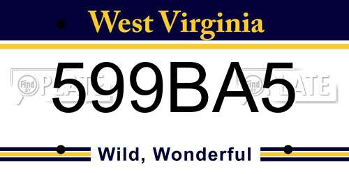 599BA5 West Virginia License Plate