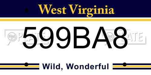 599BA8 West Virginia License Plate