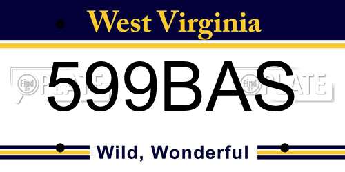 599BAS West Virginia License Plate