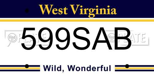 599SAB West Virginia License Plate