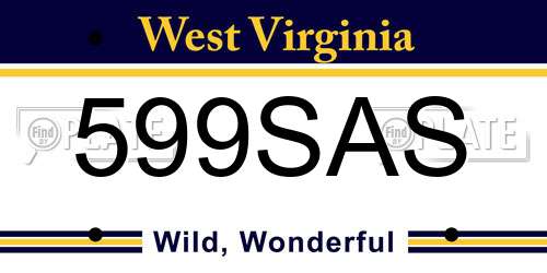 599SAS West Virginia License Plate