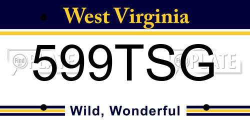 599TSG West Virginia License Plate