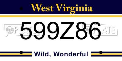 599Z86 West Virginia License Plate