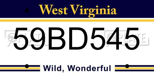59BD545 West Virginia License Plate