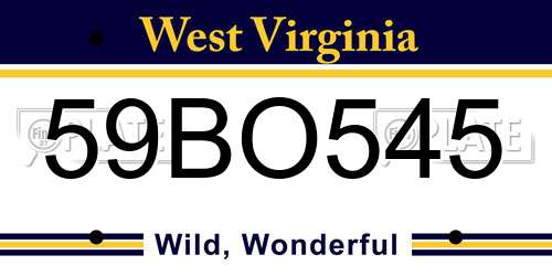 59BO545 West Virginia License Plate