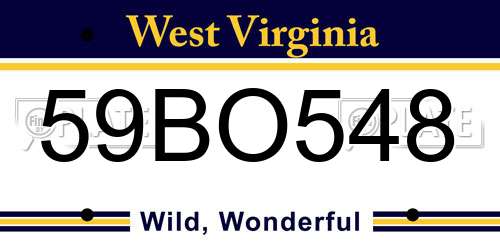 59BO548 West Virginia License Plate
