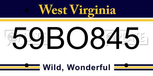 59BO845 West Virginia License Plate