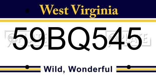 59BQ545 West Virginia License Plate