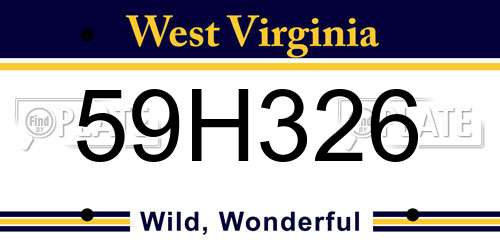 59H326 West Virginia License Plate