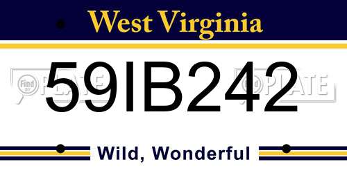 59IB242 West Virginia License Plate